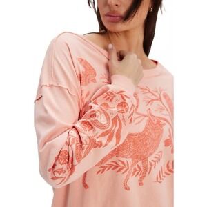 Free People X Ragabond Woodland Doodle Long Sleeve Shirt NWOT Size Medium RARE